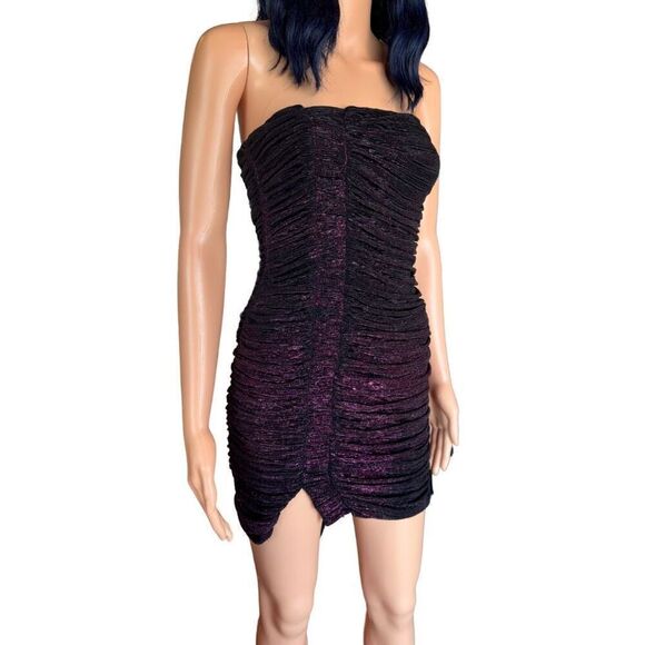 Black Halo Gio Metallic Pink Bodycon Mini Dress - Picture 3 of 6